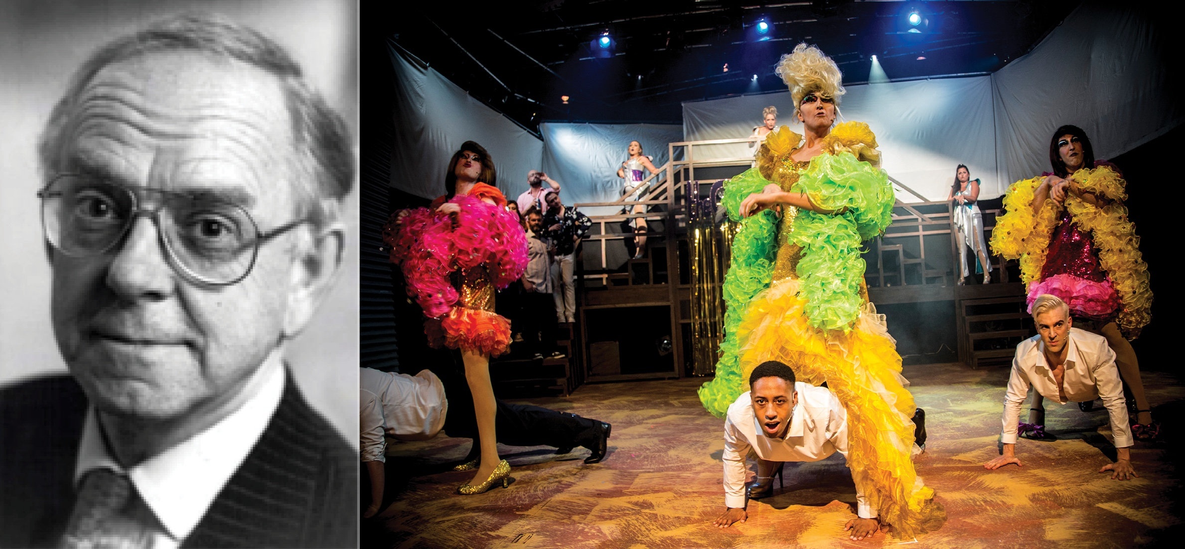 Jeremy Lewis and our 2017 production of Priscilla Queen of the Desert, with costumes funded by his bequest.